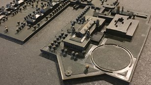 A 3-D model of Ellis Island for visitors to feel the different elements of the island.