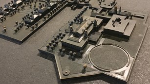 A three dimensional model of Ellis Island.