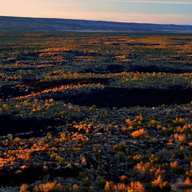 Lava flow at sunset