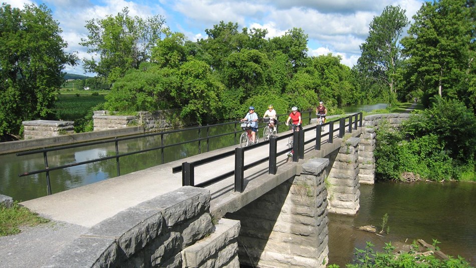 Cyclists on the Erie Canalway Trail