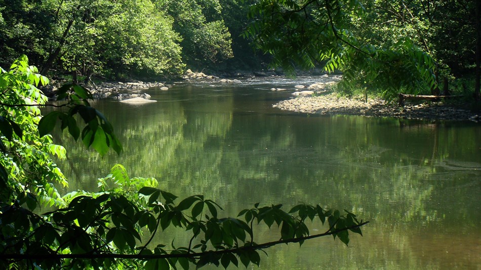 A still water pool along the Bluestone River.
