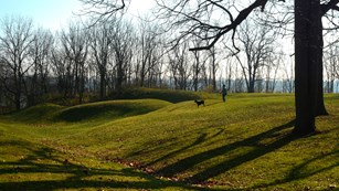 Landscape contours remain at the site and help visitors imagine the fort's layout when it was built.