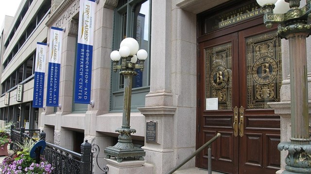 Front doors of the City National Bank building