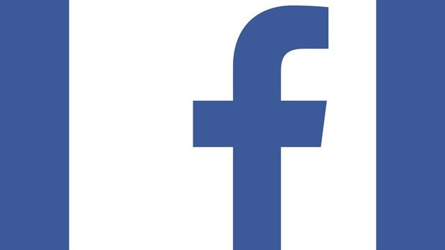 blue background with white Facebook logo 