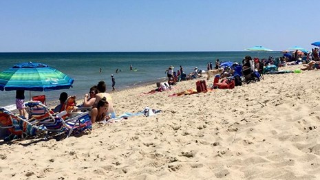 Group of people on the ocean beach