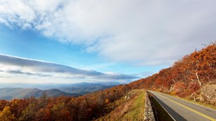 Fall colors spread over hillsides