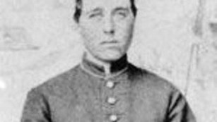 Black and white portrait of civil war era soldier