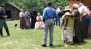 Volunteers in the Living History Guild reenacting the Emancipation