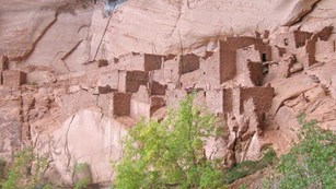 Pueblos built into a cliffside