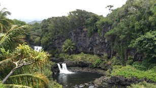 Waterfalls in a tropical area