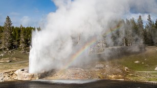 Riverside Geyser with a rainbow