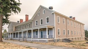 Large historic barracks building