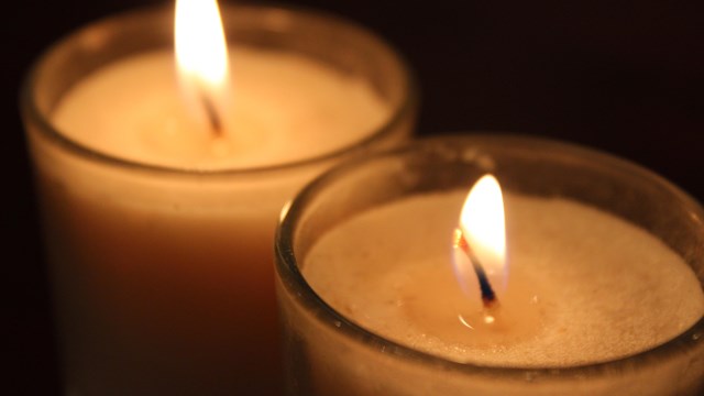 Two lit candles.