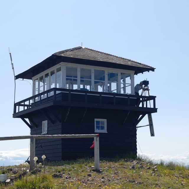 A fire lookout at Glacier National Park