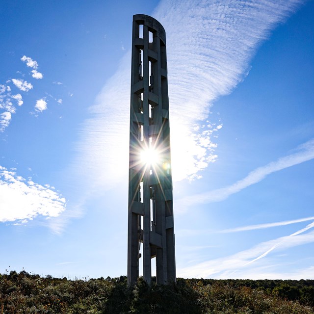 Tower of Voices in the morning at the memorial.