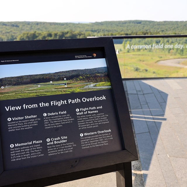 A memorial information panel.