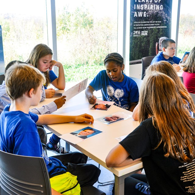 Students learning about the passengers and crew of Flight 93.