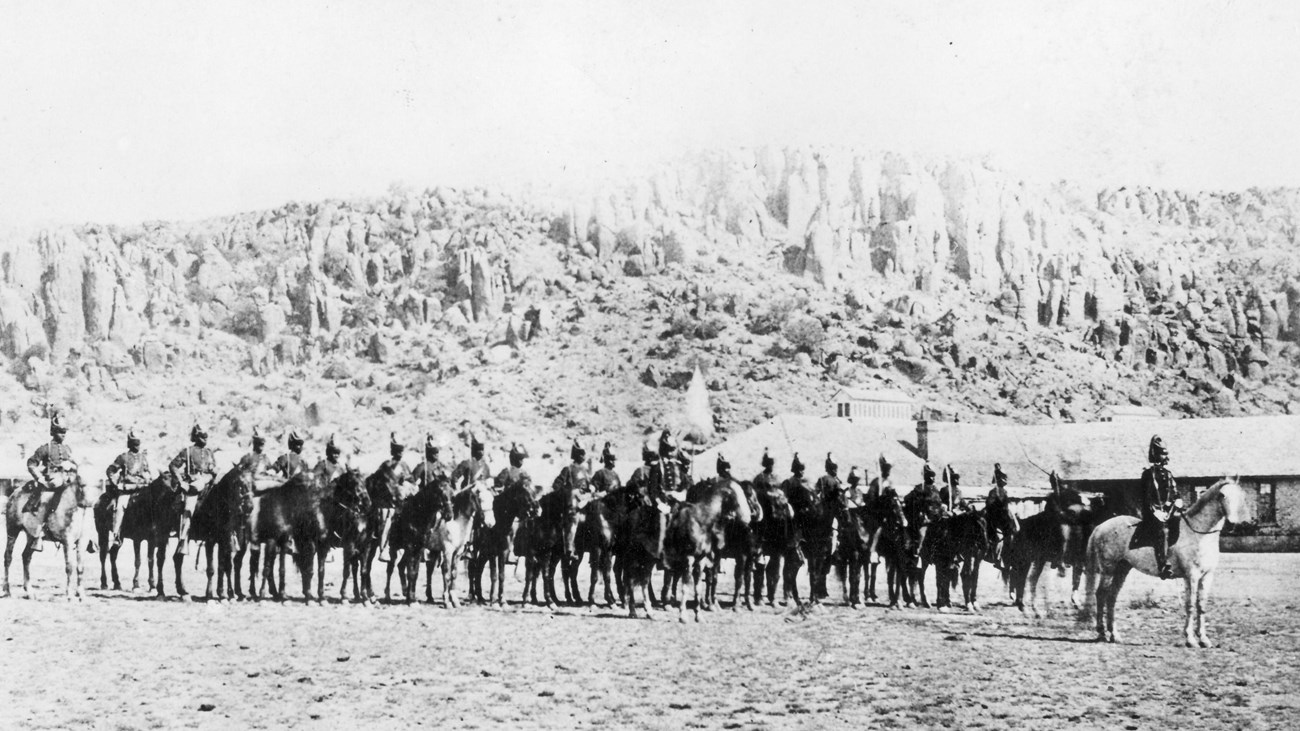 A group of 1870 soldiers on horses