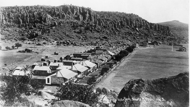 An image of Officers Row circa 1880s