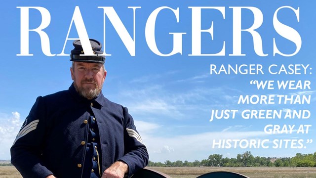 Image of a ranger dress as a United States solider from the 1860s