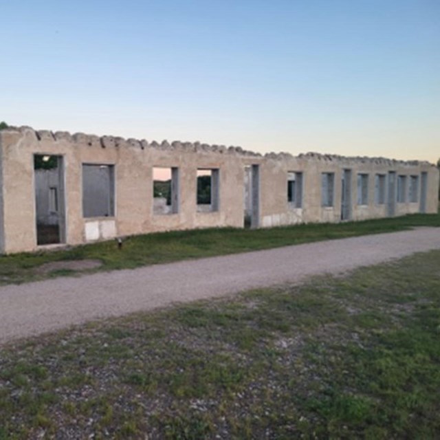 Adobe walls standing in formation. 