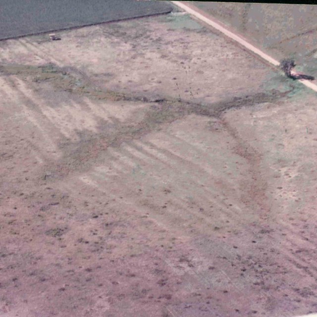 Aerial view of Santa Fe Trail ruts,
