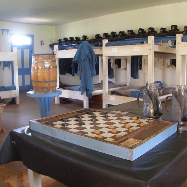 Image of barracks squad room at Fort Larned.