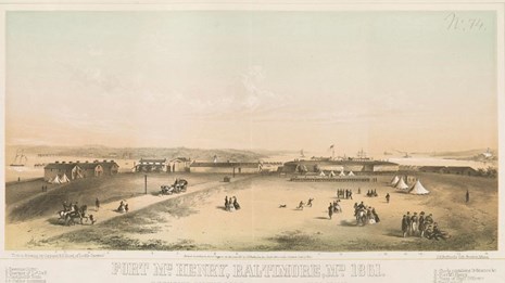 A historic painting showing the fort during the civil war period.
