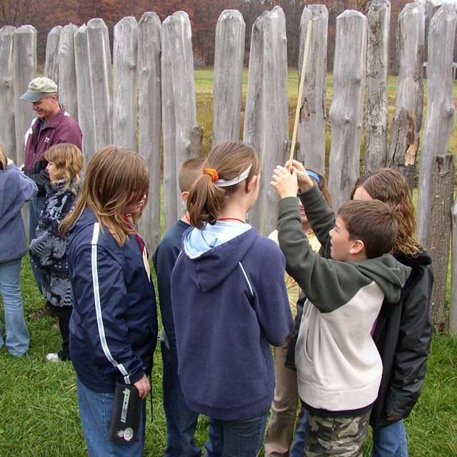 Students participating in a field trip activity