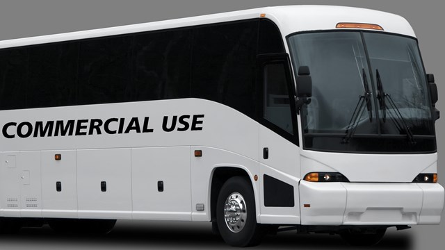 A white commercial bus