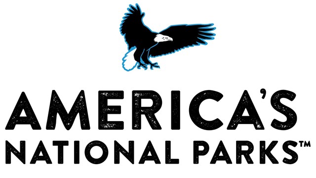 A logo with an animated bald eagle with the words America’s National Parks™