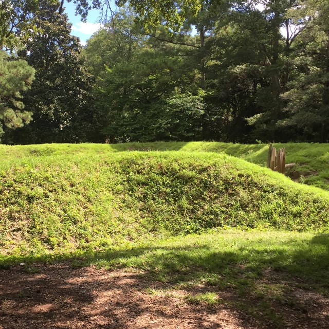 Sunlit view of the earthwork