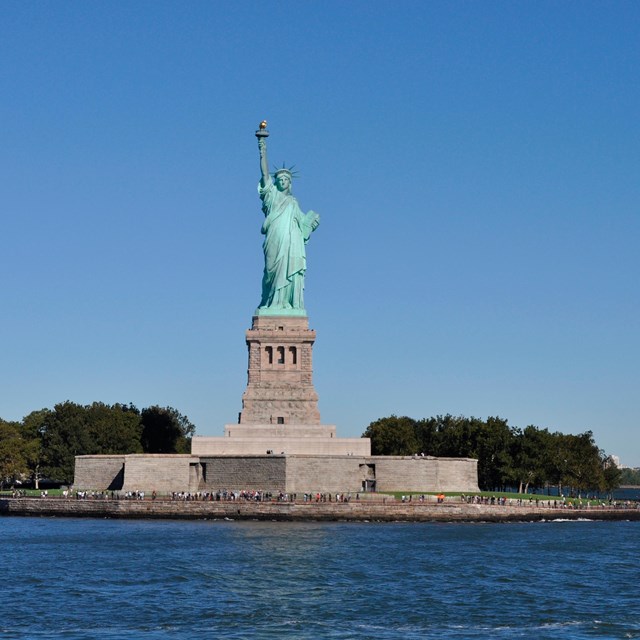 statue of liberty from the water