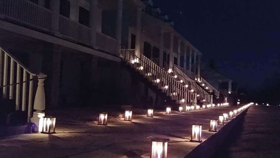Candle Lanterns line Officers' row