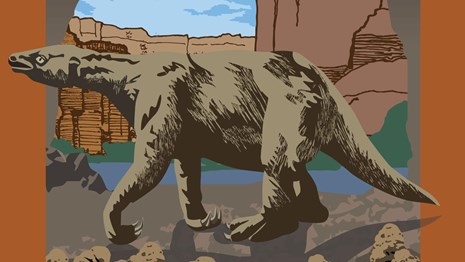 National Fossil Day artwork with sloth illustration