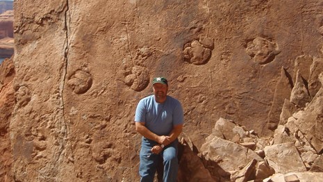 person at large fossil trackway