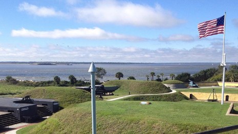 inside of Fort Moultrie facing harbor entrance