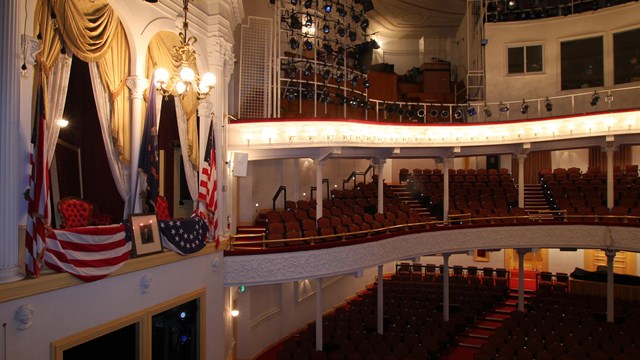Interior of the Theatre looking into the audience with presidential state box on the left.