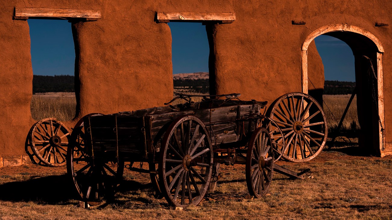 Wagon and adobe remnants