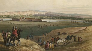 Karl Bodmer painting of Fort Union