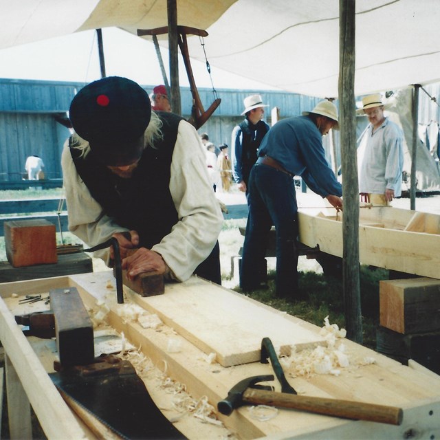 Construction of a small boat. 