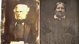 Black and white photographs of John and Marguerite McLoughlin.