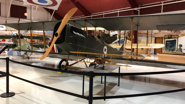 The JN-4 Jenny aircraft on display at Pearson Air Museum.