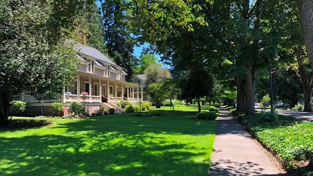 A photo of Officers' Row on a sunny day.