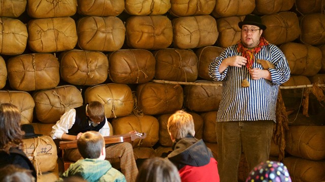 Kids discover Fort Vancouver's regional roots through docent storytelling during visit