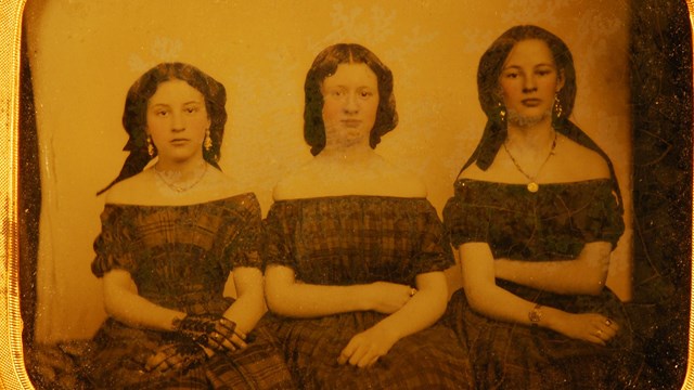 Photo of three girls ca. 1850s