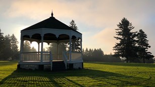 The Bandstand on the Vancouver Barracks Parade Ground at dawn.