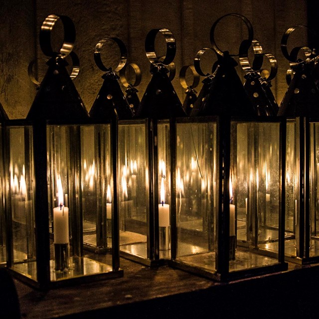 Candle lanterns.