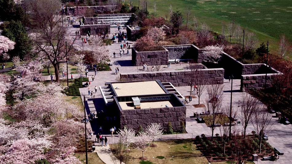 Aerial view of Franklin Delano Roosevelt Memorial