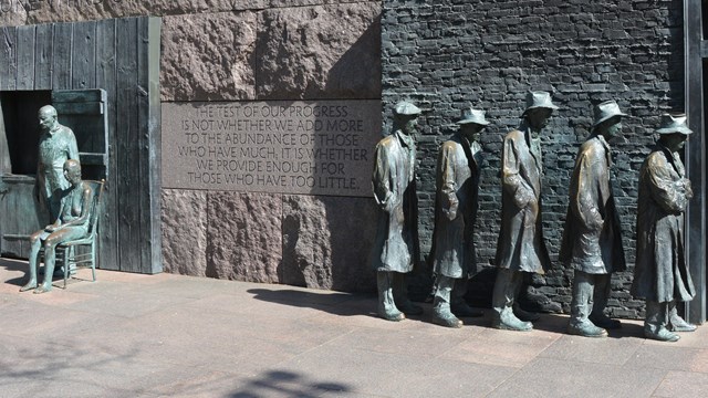 Sculpture of breadline at FDR Memorial